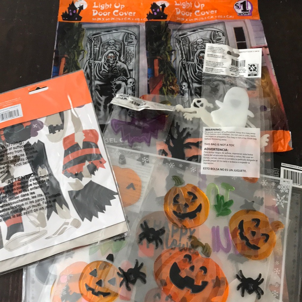 Halloween decor Many Gel clings, door magnets